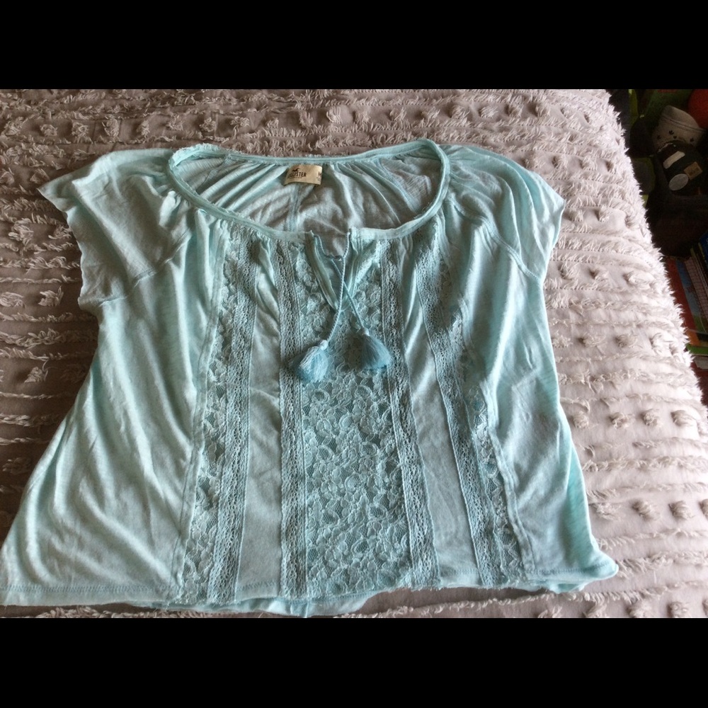 Hollister Light Blue Lace Top